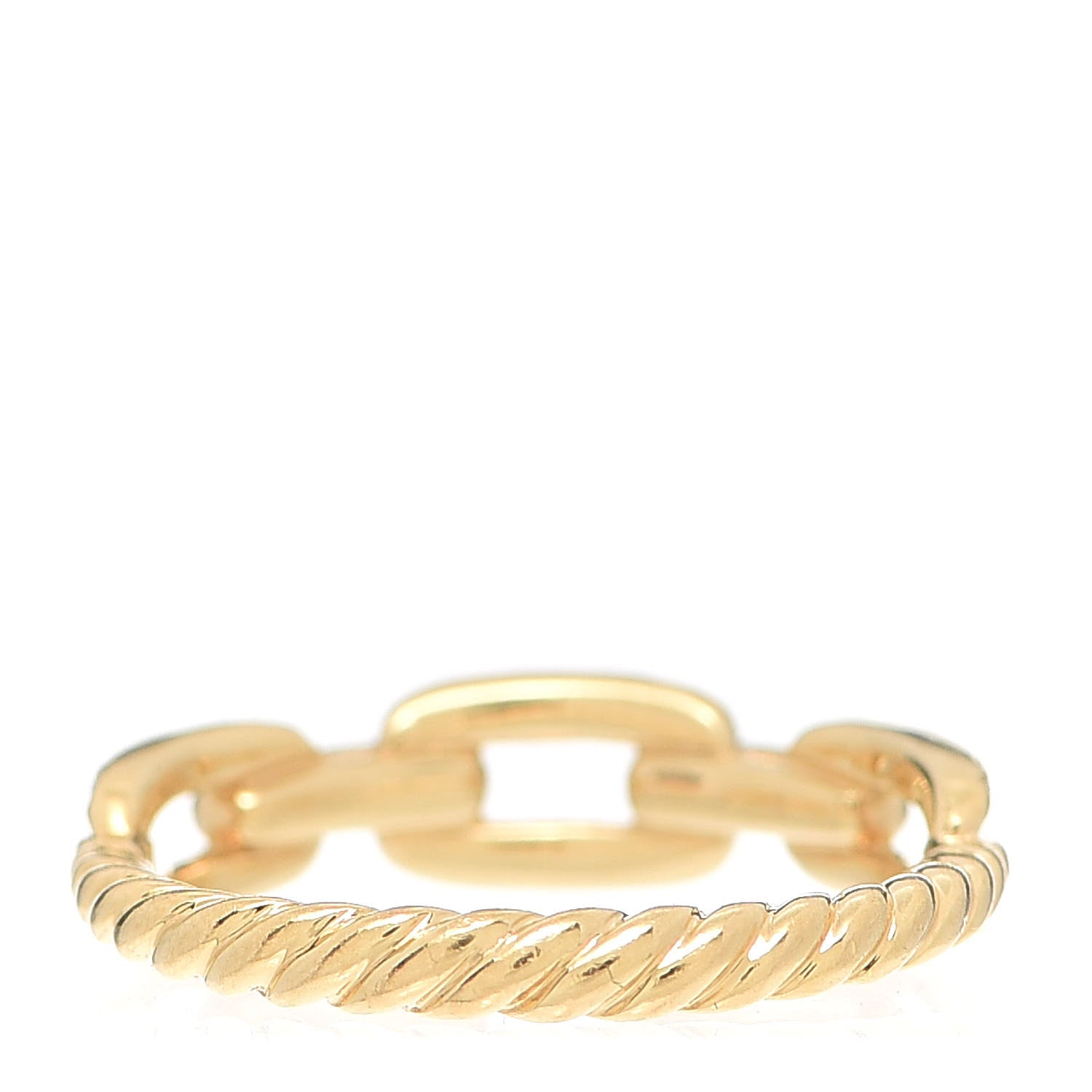 David Yurman 18K Yellow Gold Diamond 4.5mm Stax Single Row Chain Link Ring 51 5.75 3 of 4