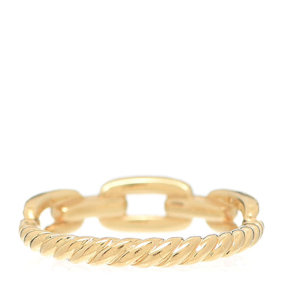 David Yurman 18K Yellow Gold Diamond 4.5mm Stax Single Row Chain Link Ring 51 5.75 3 of 4