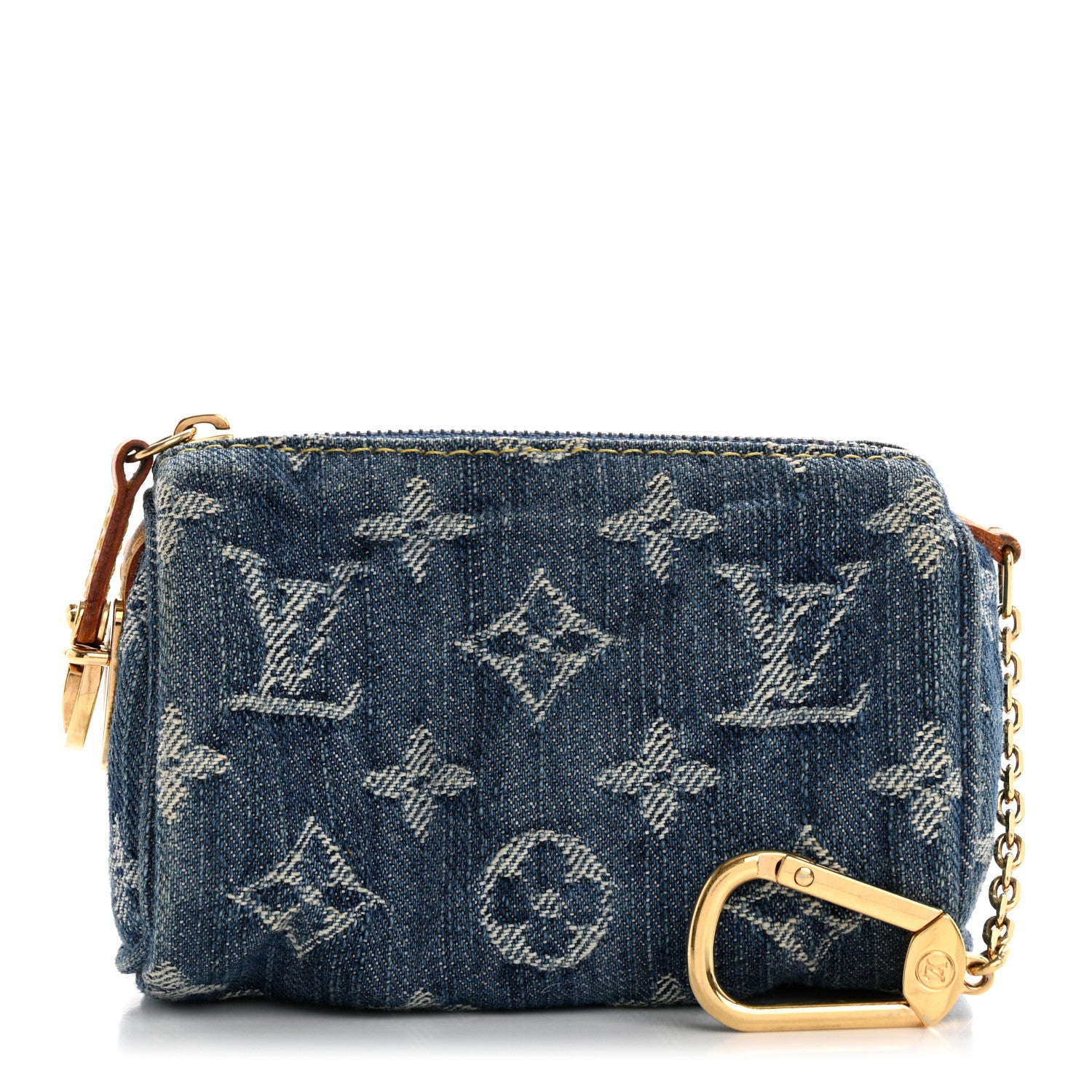 Louis Vuitton Monogram Denim Pochette Speedy PM Key Holder Blue 1 of 9