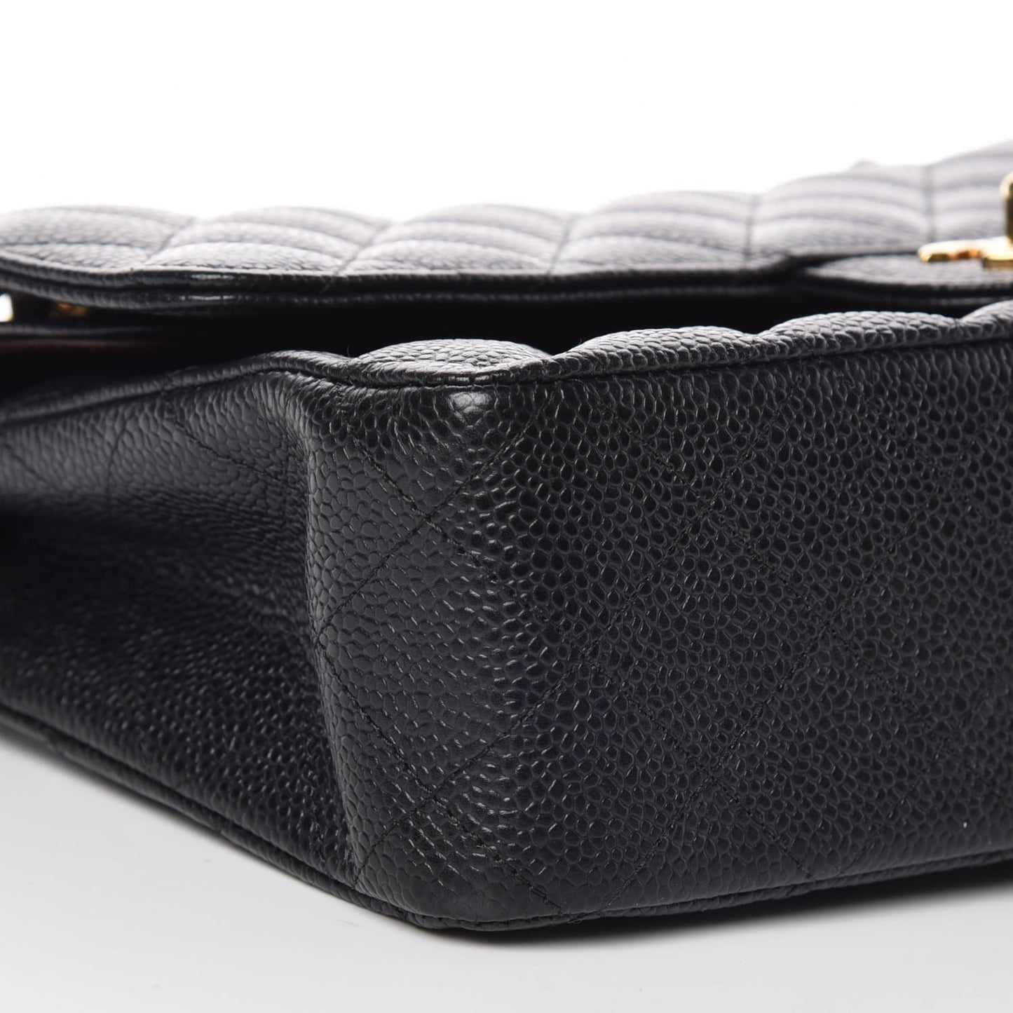 Caviar Quilted Medium Double Flap Black