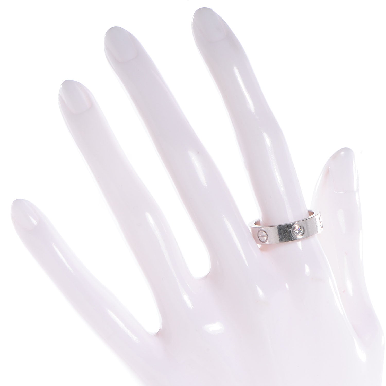 Cartier 18K White Gold 3 Diamond 5.5mm LOVE Ring 58 8.25 2 of 5