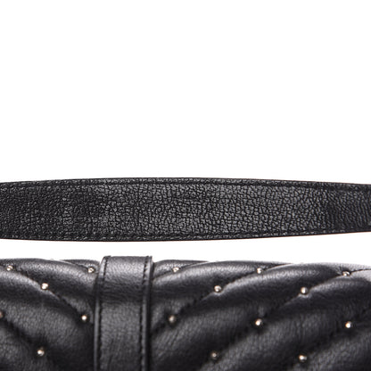 Saint Laurent Lambskin Matelasse Chevron Studded Monogram Medium College Bag Black 13 of 14