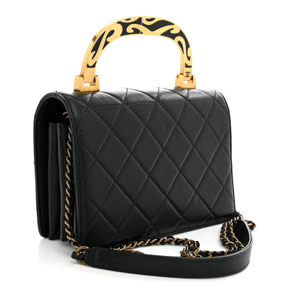 Chanel Lambskin Quilted Mini Art Nouvelle Flap Bag Black 3 of 12