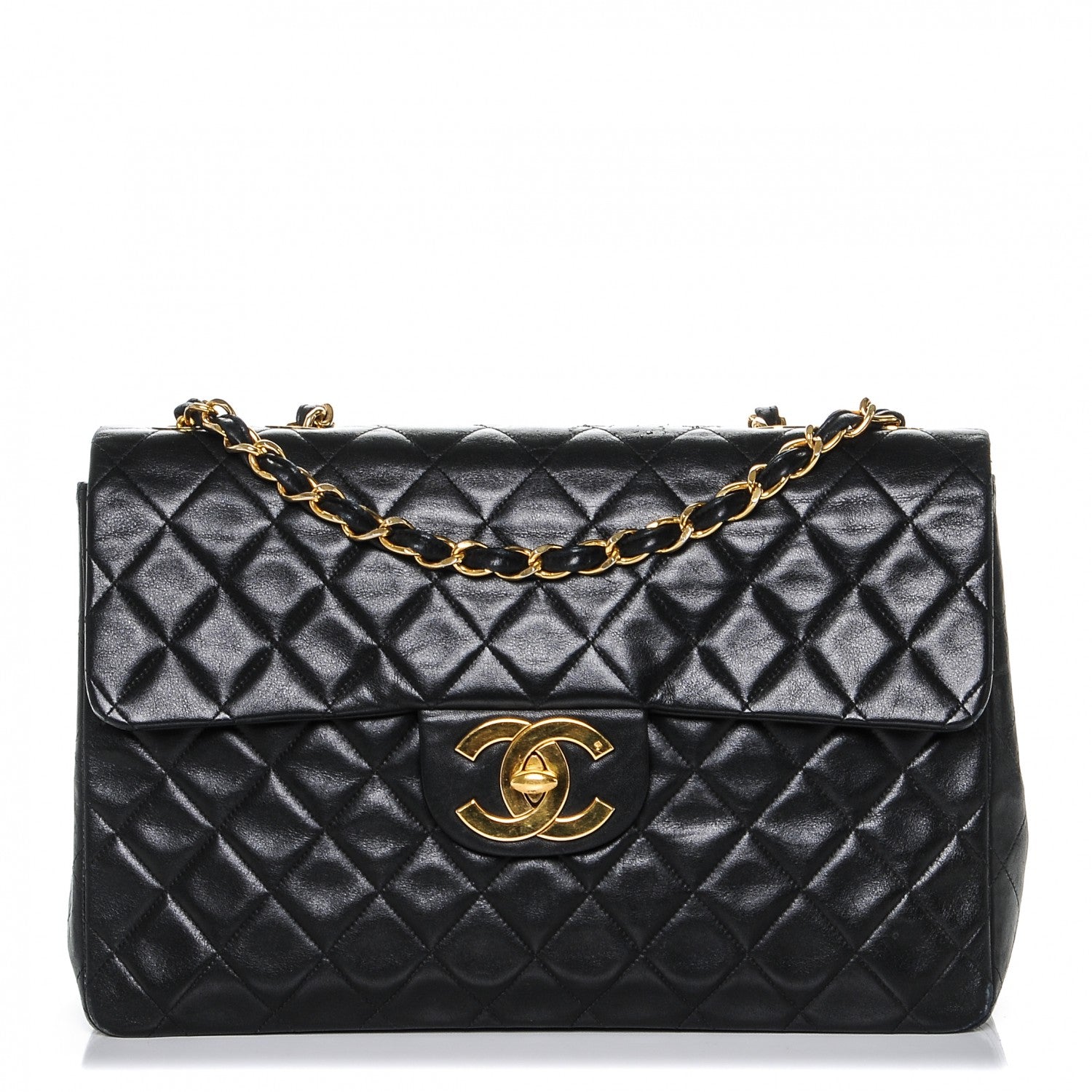 Chanel Lambskin Quilted XL Jumbo Single Flap Black 1 of 8