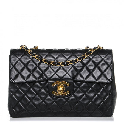 Chanel Lambskin Quilted XL Jumbo Single Flap Black 1 of 8