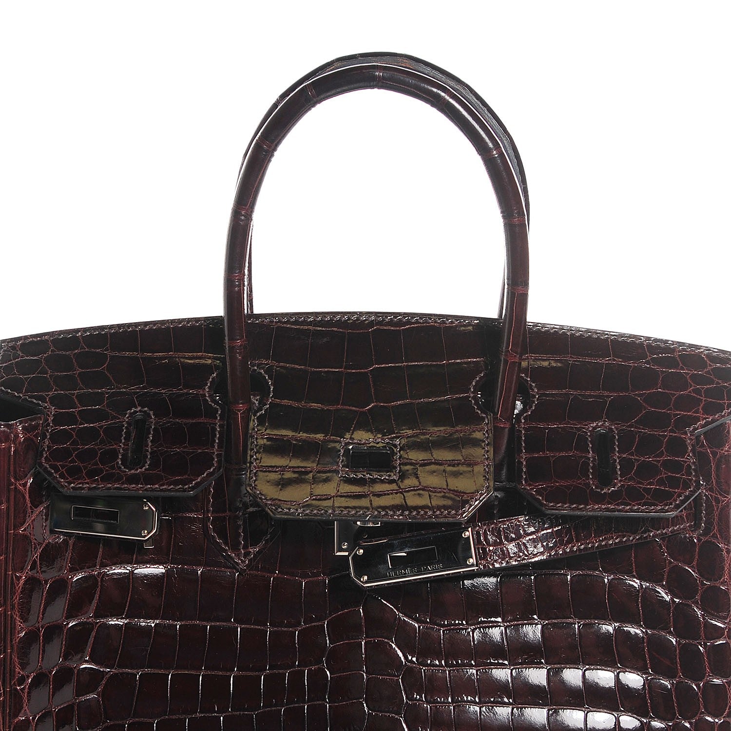 Hermes Shiny Niloticus Crocodile Birkin 30 Chocolate 15 of 25