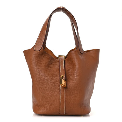 Hermes Taurillon Clemence Picotin Lock 22 MM Gold 1 of 11