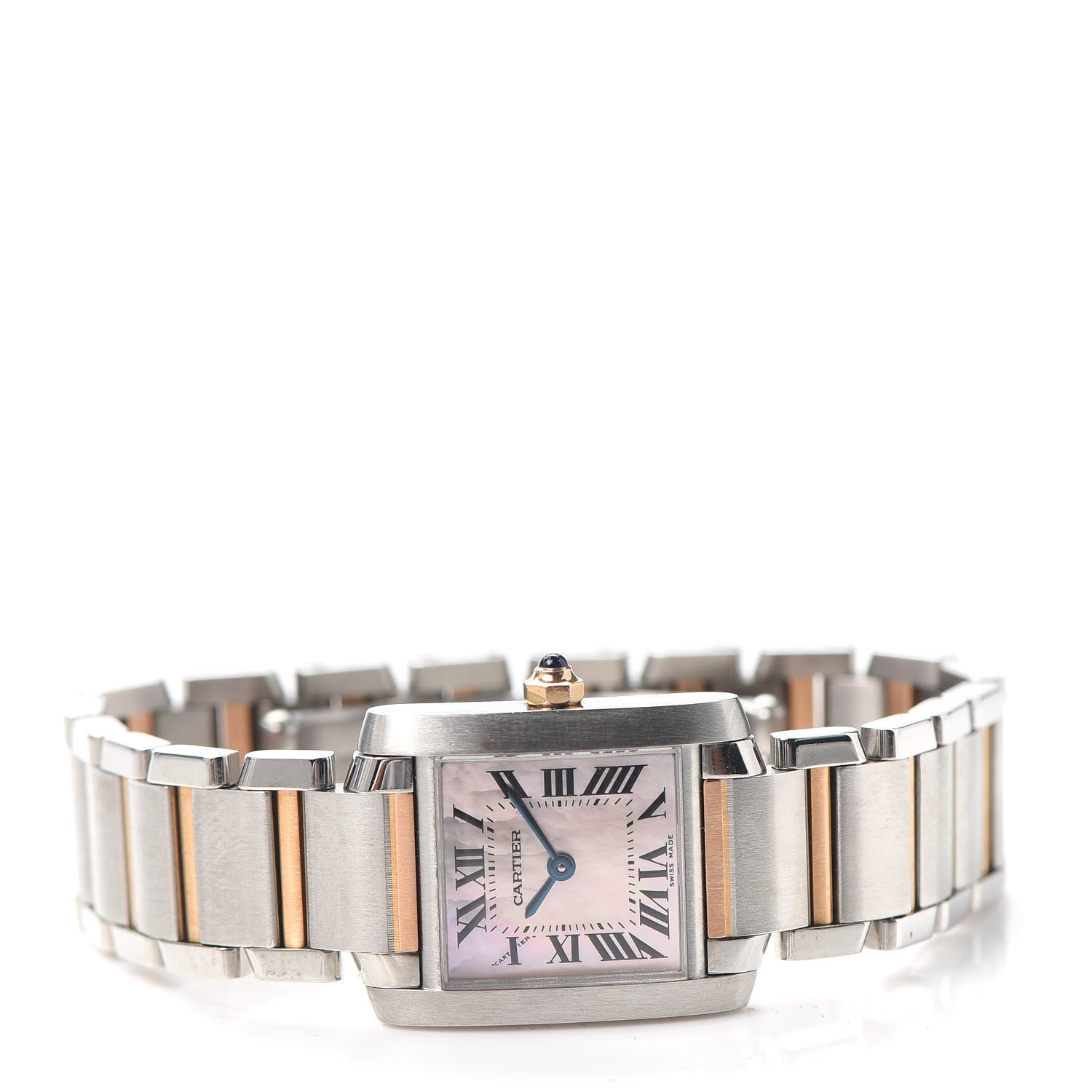 Cartier Stainless Steel 18K Pink Gold Mother of Pearl 20mm Tank Francaise Quartz Watch 2 of 4