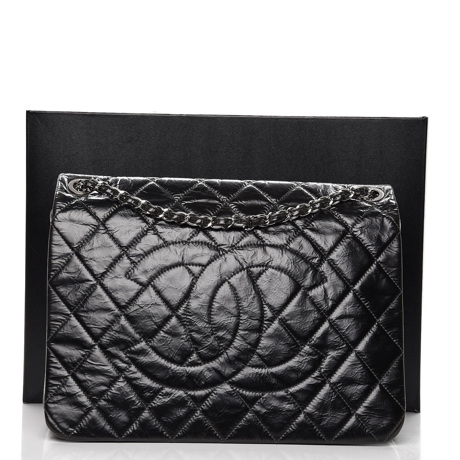 Chanel Glazed Calfskin Quilted CC Messenger Bag Black 9 of 10