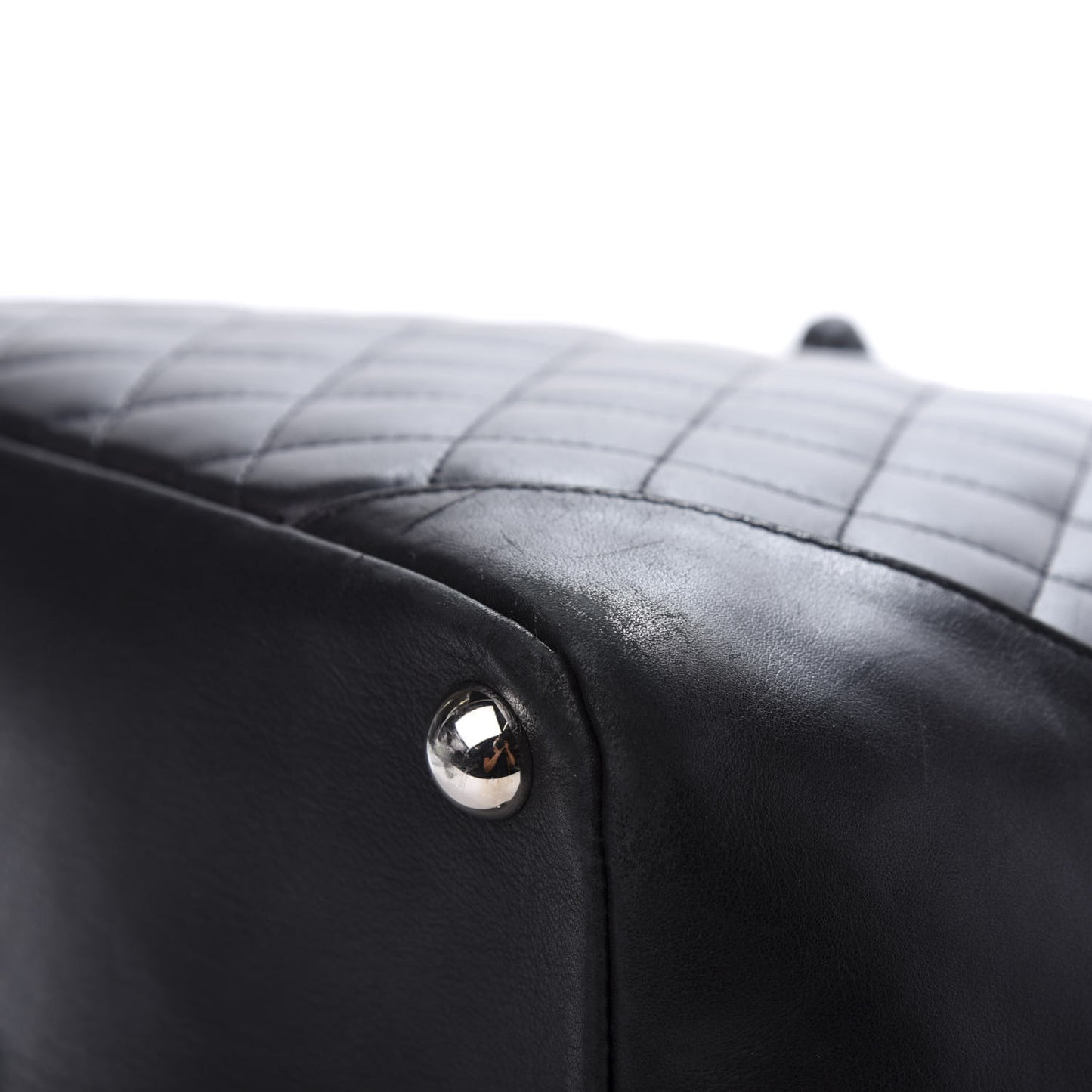 Calfskin Quilted Large Cambon Tote Black