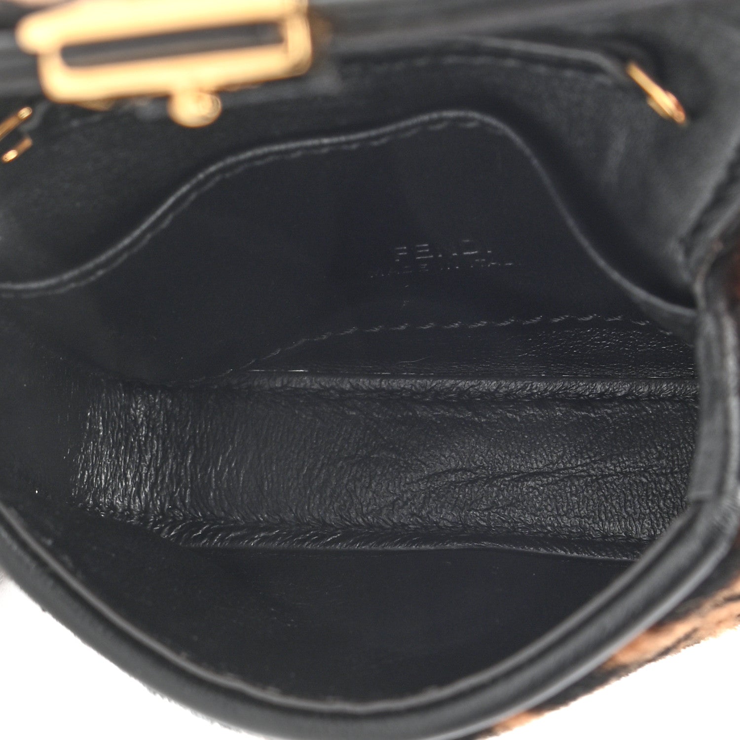 Fendi Sheared Sheepskin Vitello King FF Nano Baguette Charm Tobacco Moro Black 5 of 9