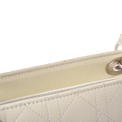 Christian Dior Calfskin Cannage Stitched Large East West Lady Dior White 10 of 29