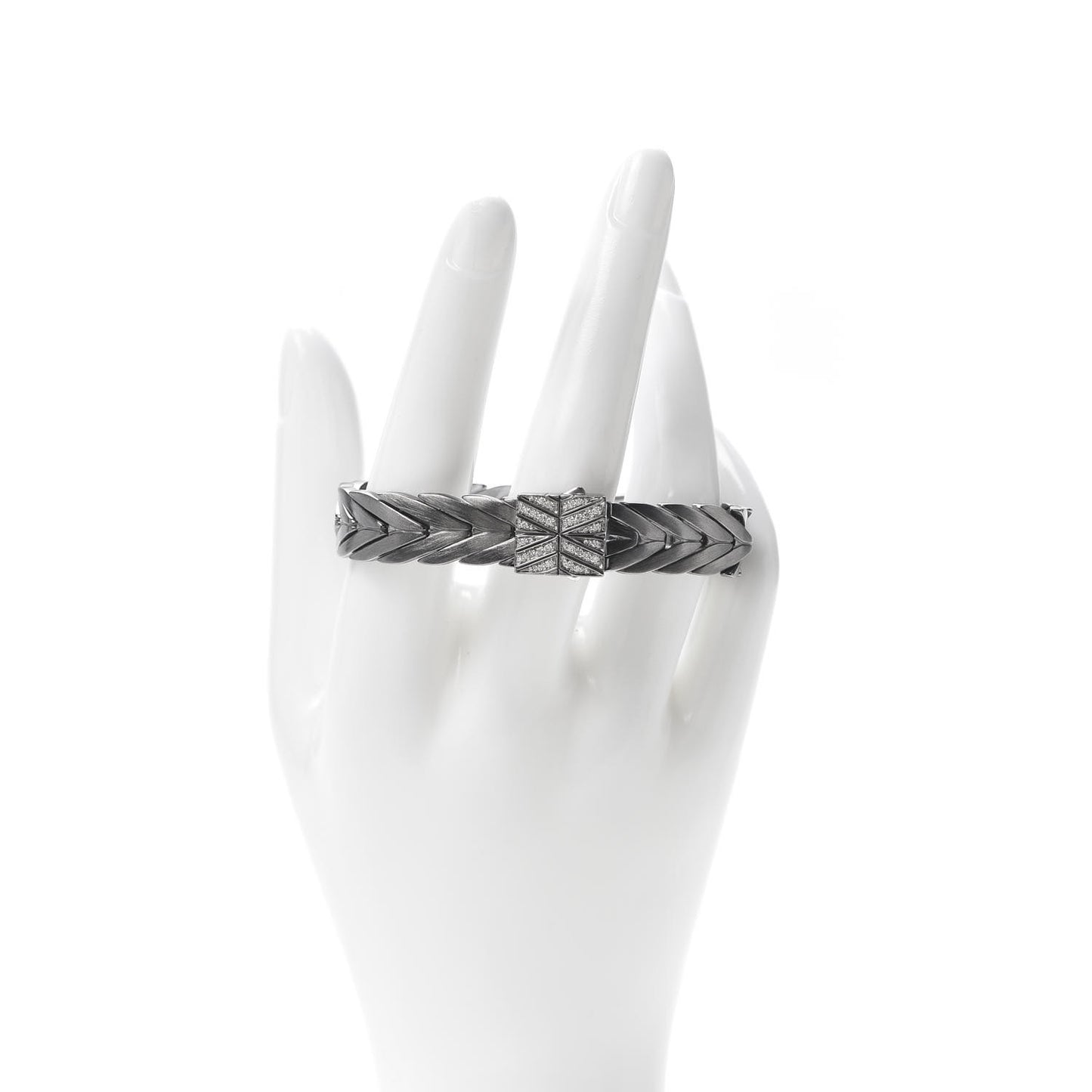 Sterling Silver Black Rhodium Diamond 11mm Modern Chain Bracelet