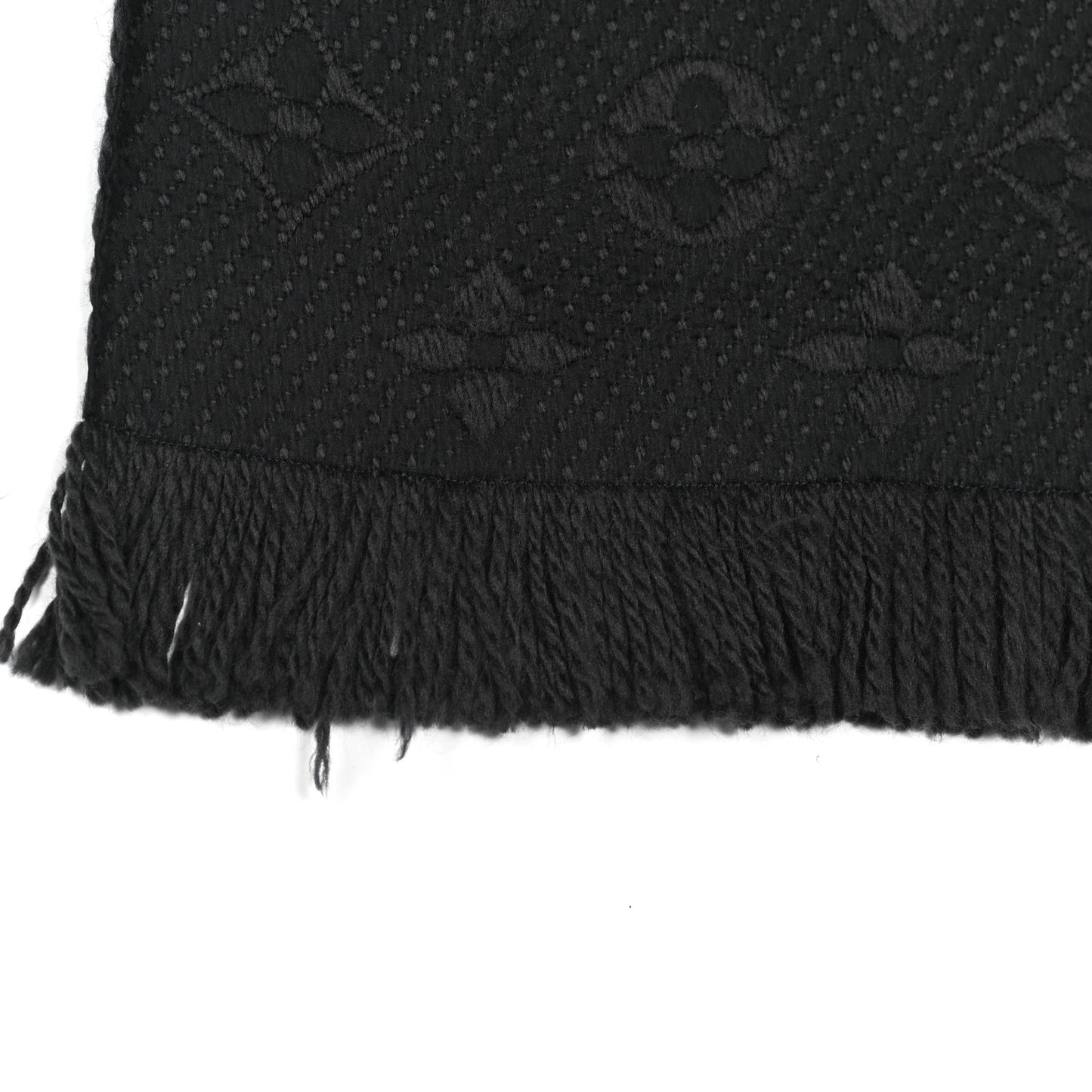 Wool Silk Logomania Scarf Black
