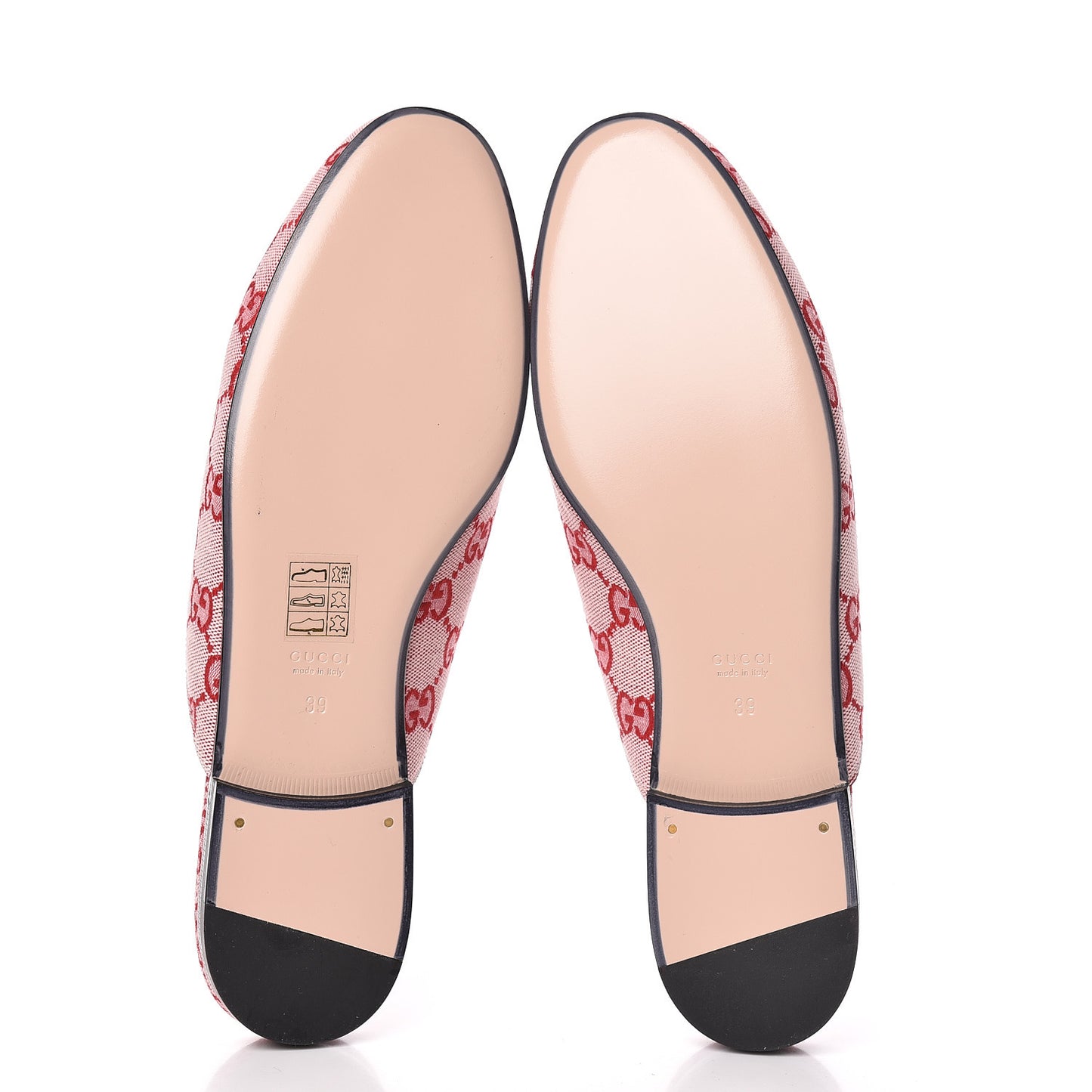Canvas GG Monogram Horsebit Womens Princetown Slippers 39 Gardenia Hibiscus Red