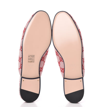 Gucci Canvas GG Monogram Horsebit Womens Princetown Slippers 39 Gardenia Hibiscus Red 5 of 9