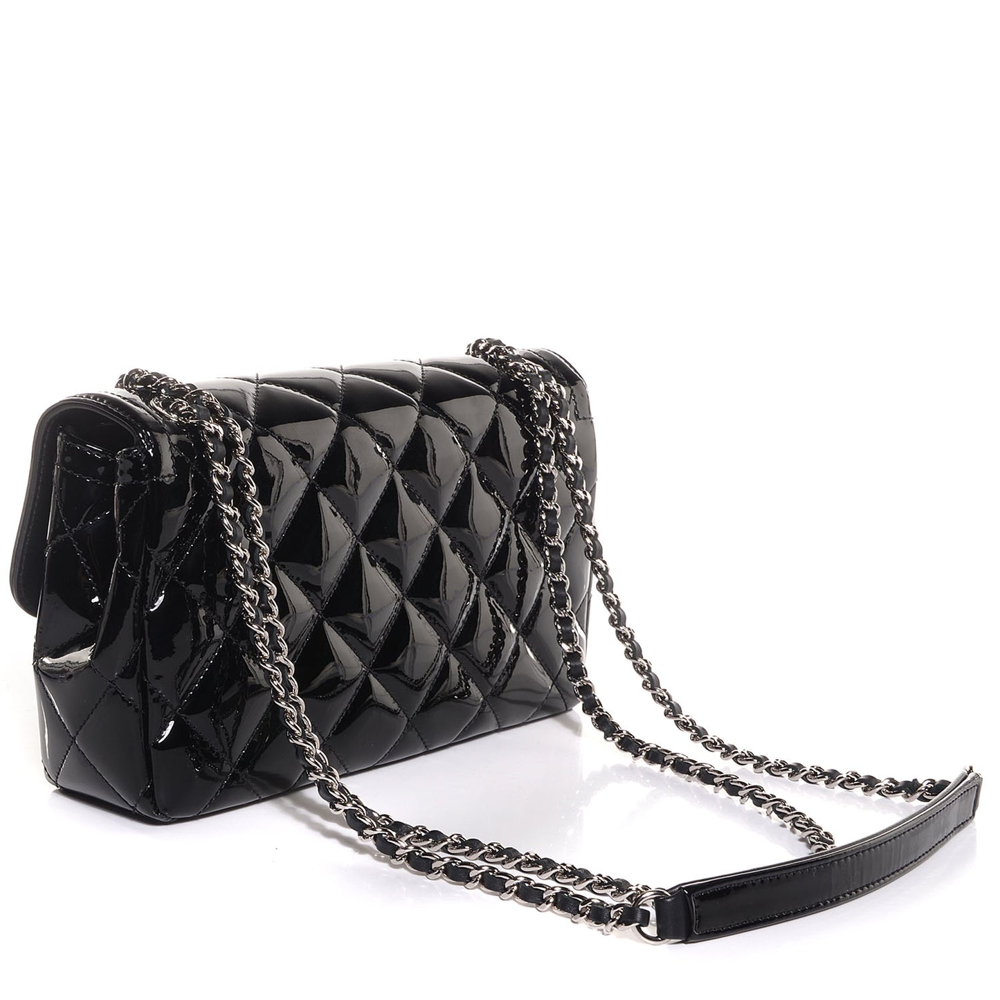 Patent Quilted Small Coco Shine Flap Black