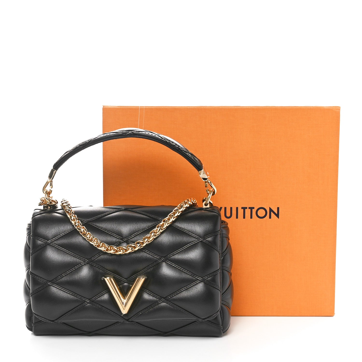 Louis Vuitton Lambskin Malletage Top Handle GO-14 MM Black 10 of 10