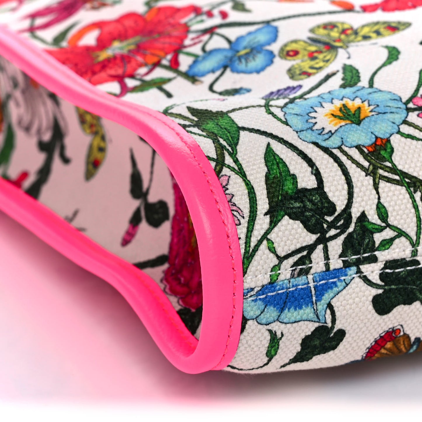 Canvas Flora Large Rajah Chain Tote White Multicolor Fuxia Fluo