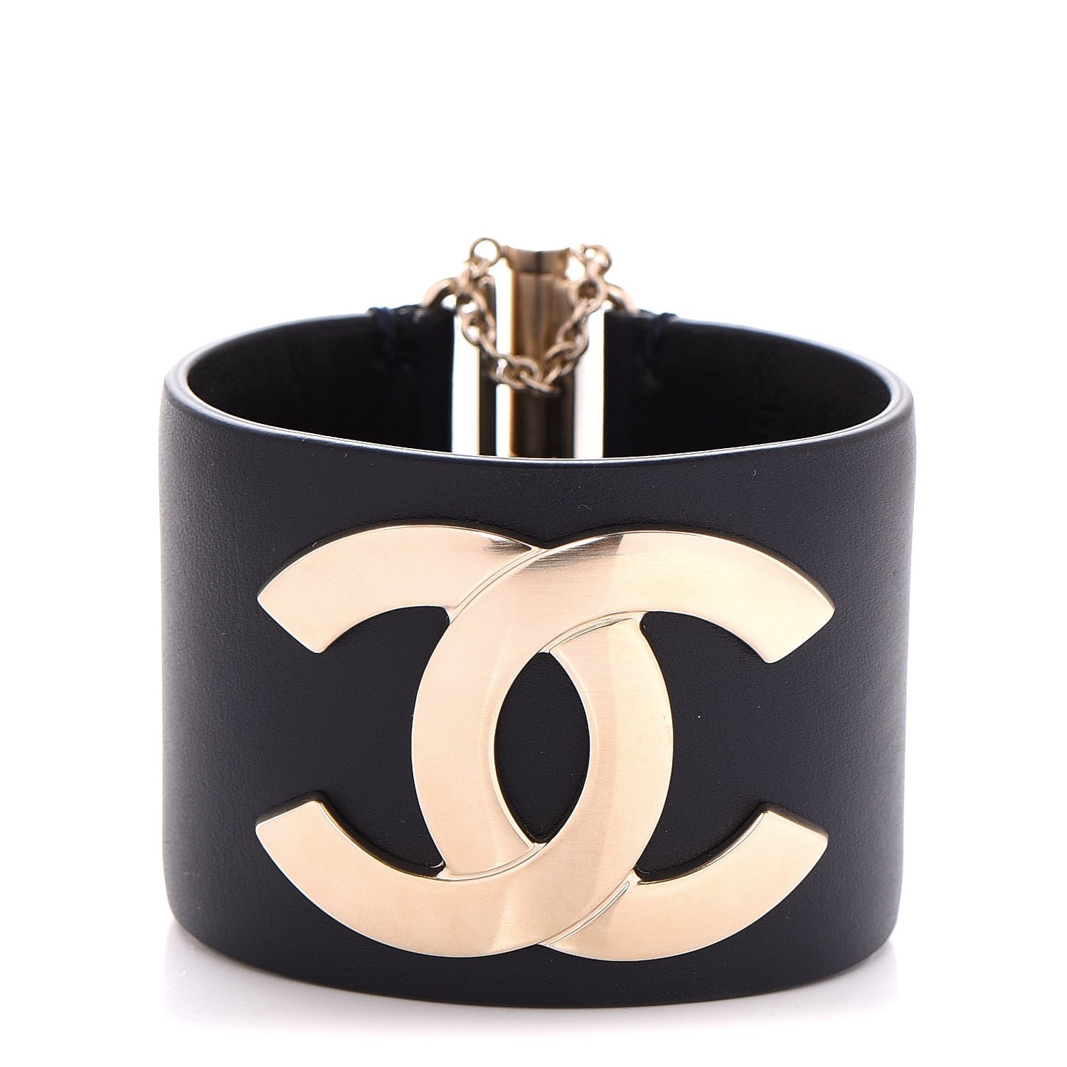 Chanel Calfskin CC Wide Cuff Navy 1 of 10