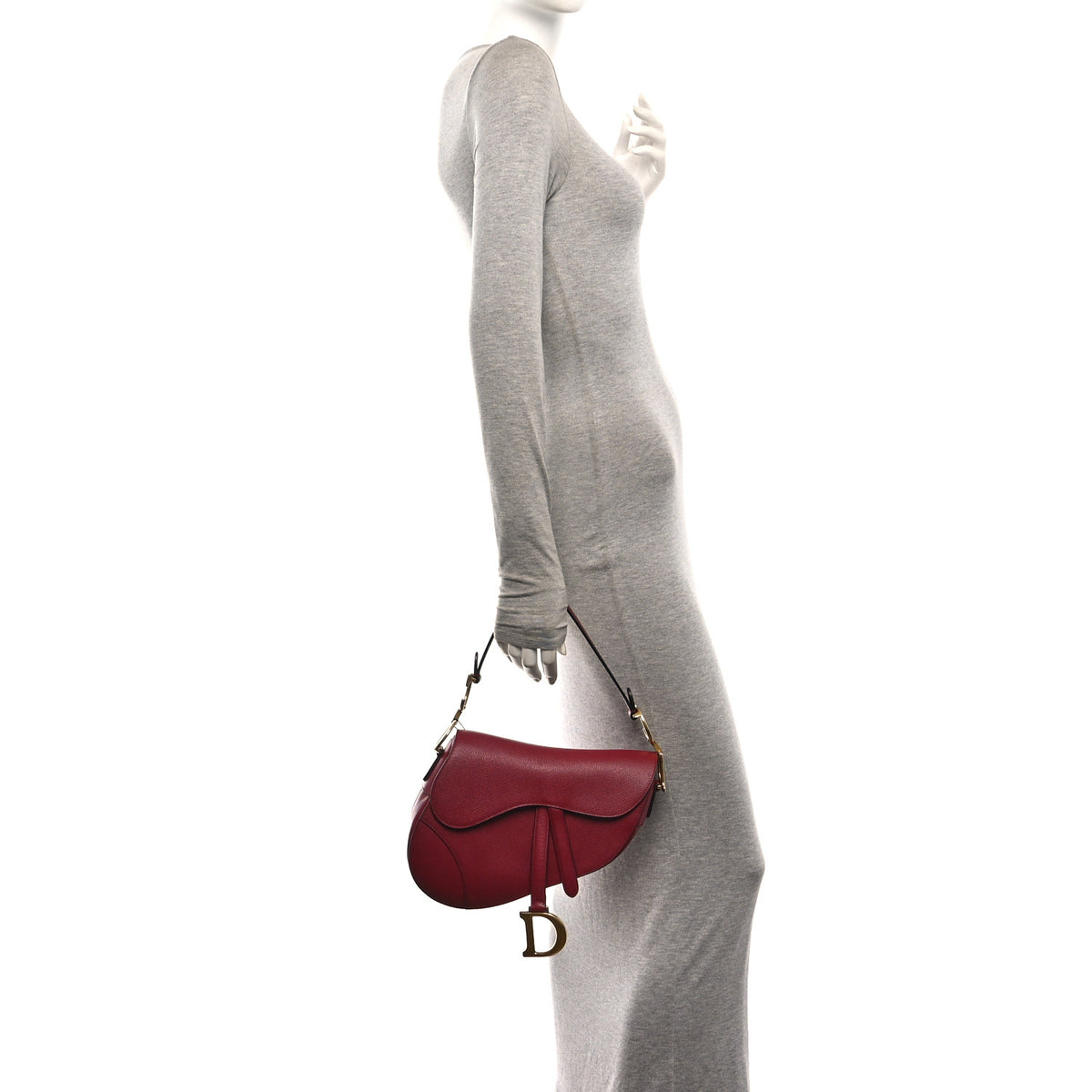 Christian Dior Grained Calfskin Saddle Bag Red 2 of 10