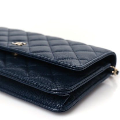 Chanel Caviar Quilted Wallet on Chain WOC Navy Blue 10 of 11