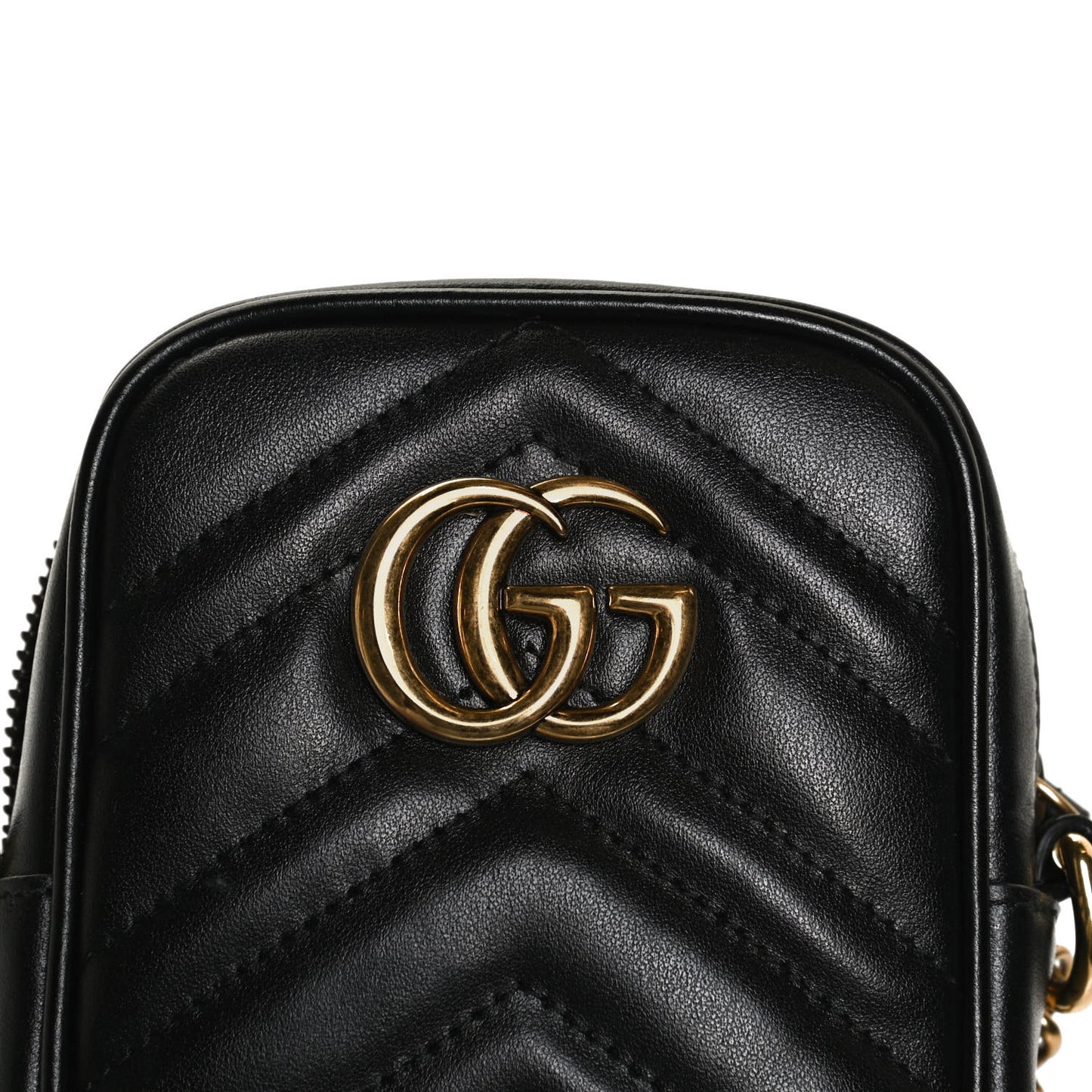 Calfskin Matelasse Mini GG Marmont Crossbody Bag Black
