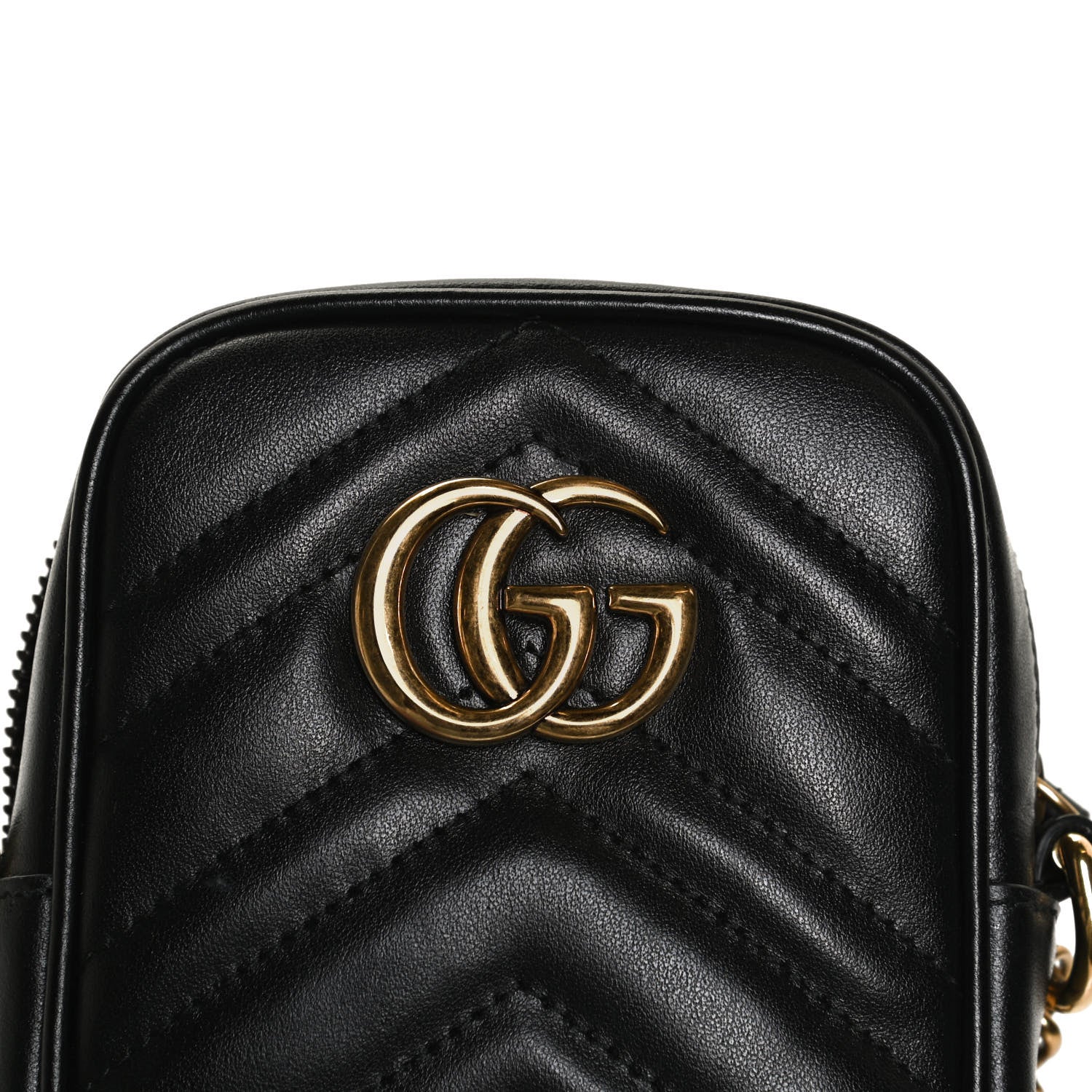 Gucci Calfskin Matelasse Mini GG Marmont Crossbody Bag Black 7 of 12
