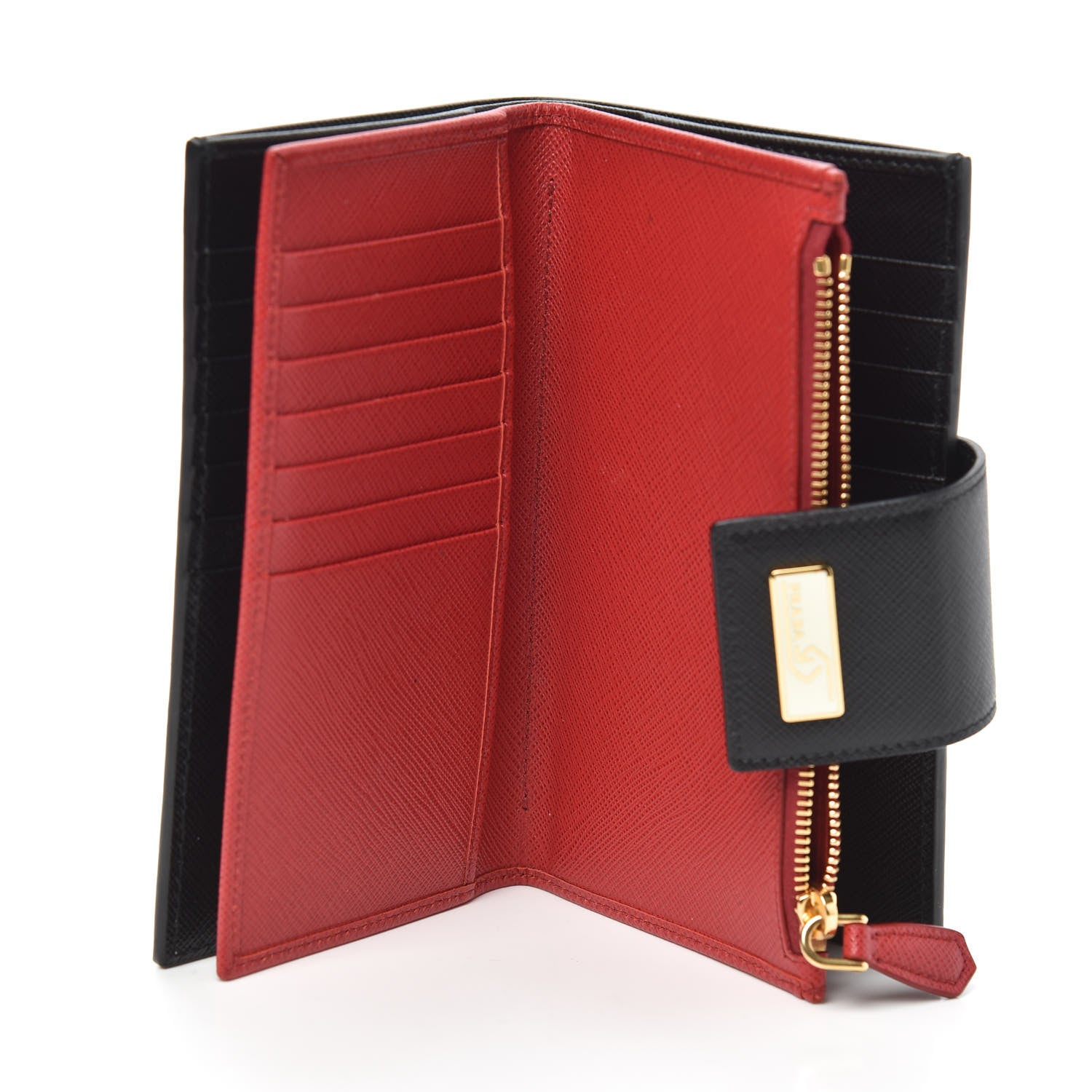 Prada Saffiano Smalto Robot Small Wallet Black Fuocco 5 of 6