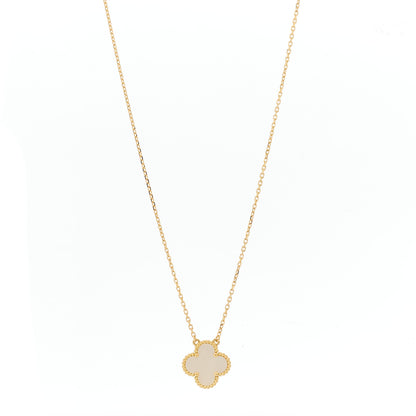 Van Cleef & Arpels 18K Yellow Gold Mother of Pearl Vintage Alhambra Pendant Necklace 1 of 6