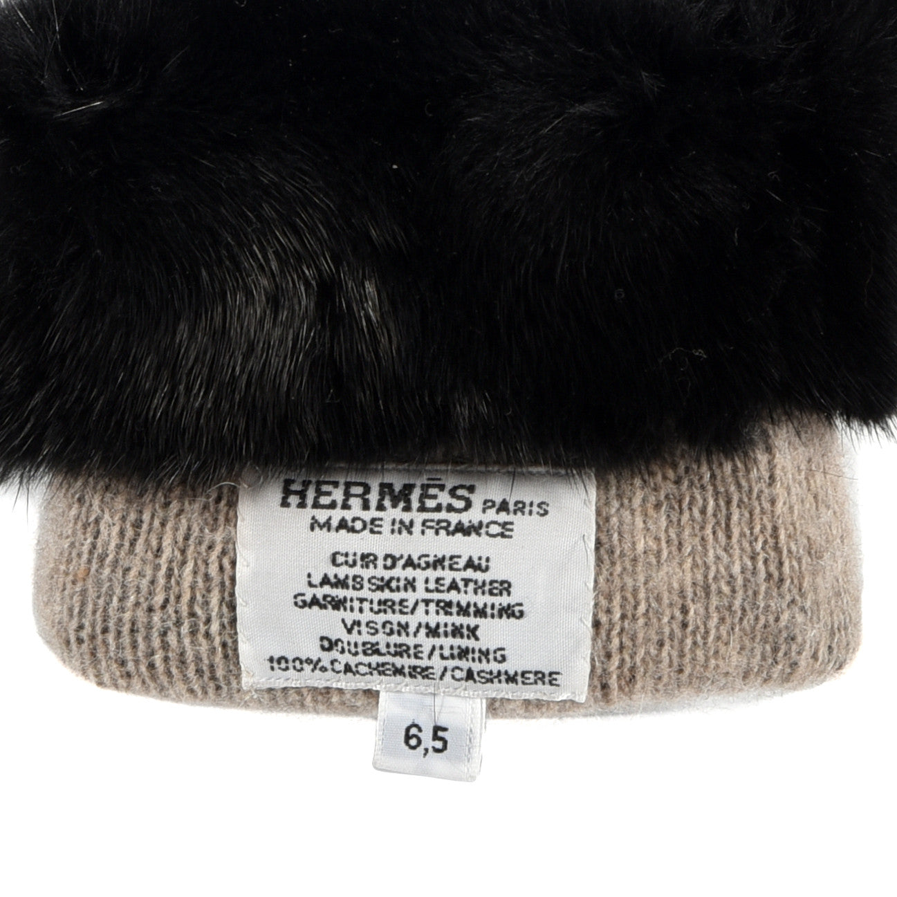 Lambskin Mink Gloves 6.5 Black
