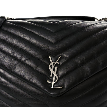 Saint Laurent Calfskin Y Quilted Monogram Large Loulou Chain Satchel Black 9 of 11