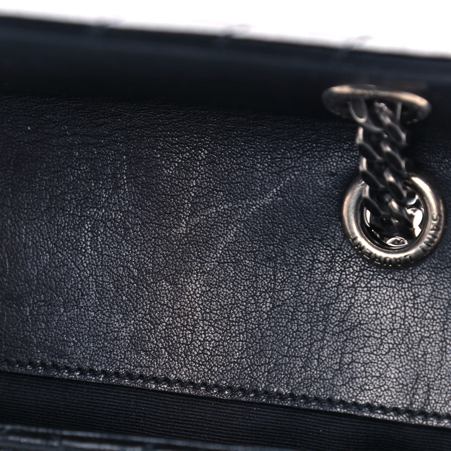 Sheepskin Tri-Quilt Monogram Medium College Bag Black