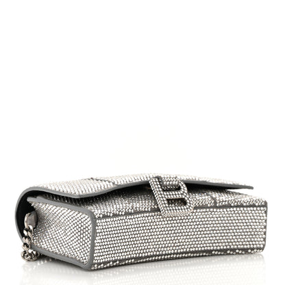 Balenciaga Strass Suede Hourglass Chain Bag Smoke Grey Crystal 4 of 16