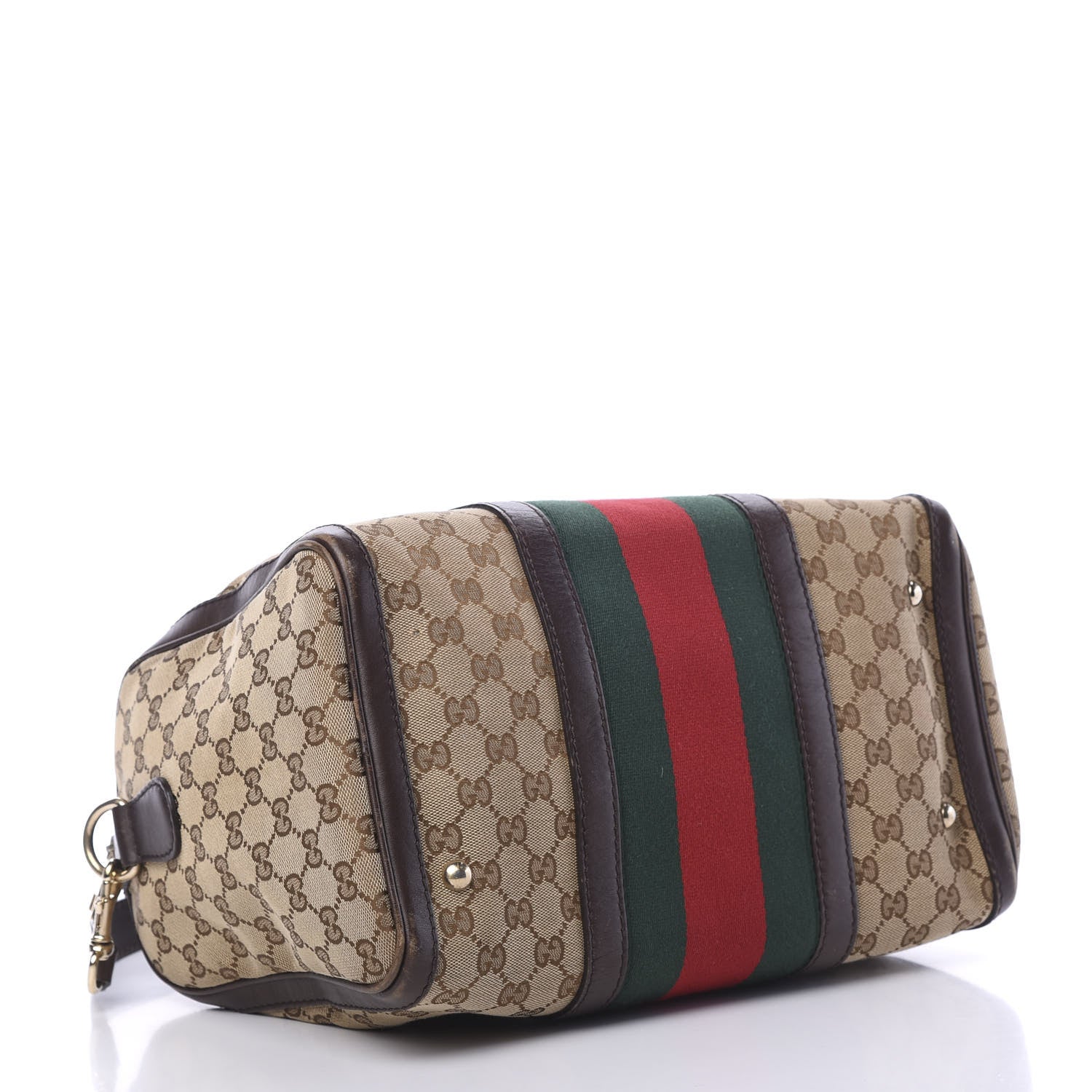 Gucci Monogram Vintage Web Medium Boston Dark Brown 3 of 23
