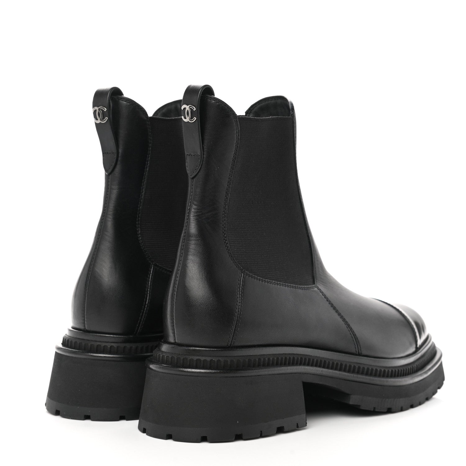 Chanel Crumpled Calfskin Patent Cap Toe Short Boots 39 Black 4 of 8