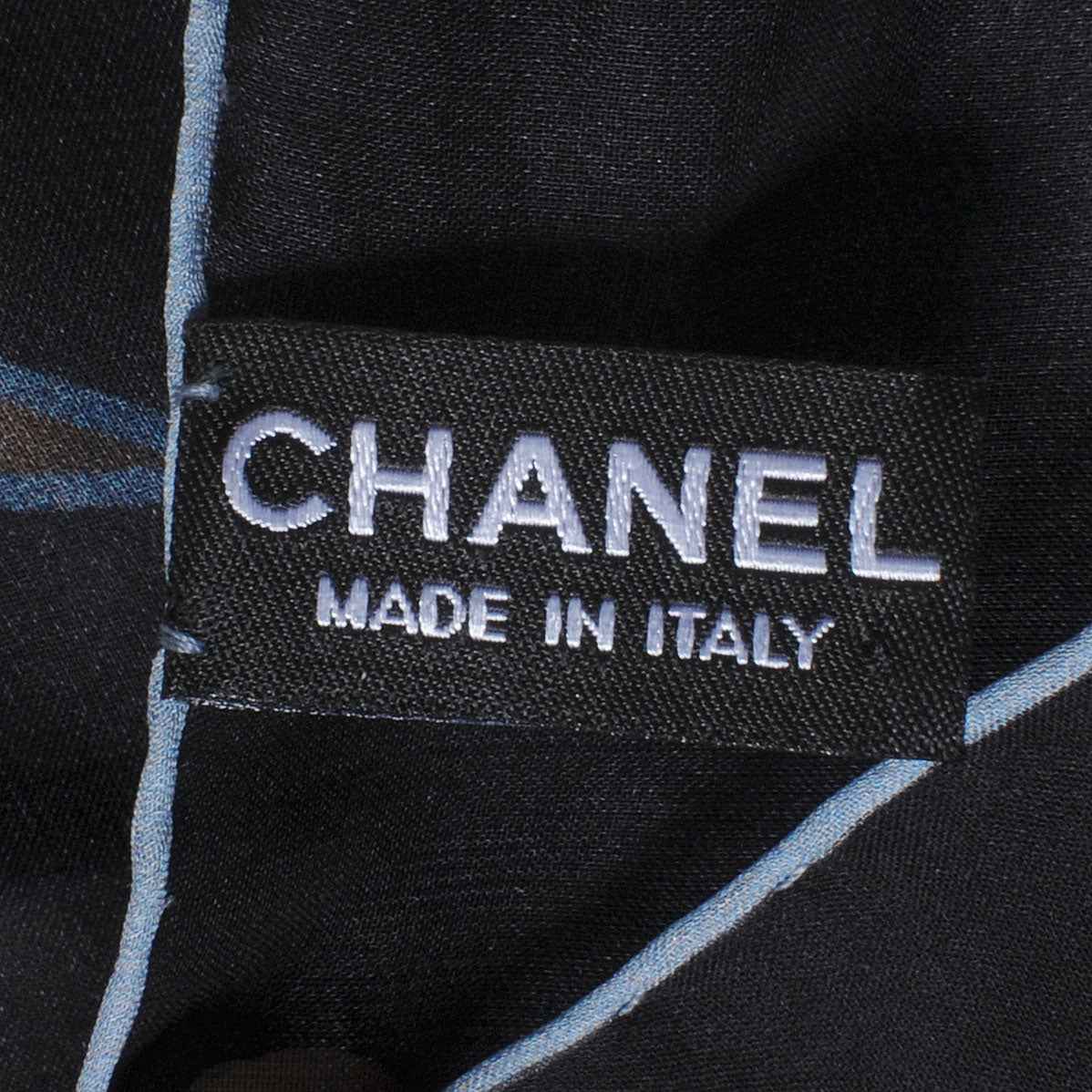 Chanel Silk Chiffon Floral Scarf Shawl Black Taupe 5 of 9