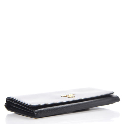 Prada Saffiano Continental Flap Wallet Black 4 of 7