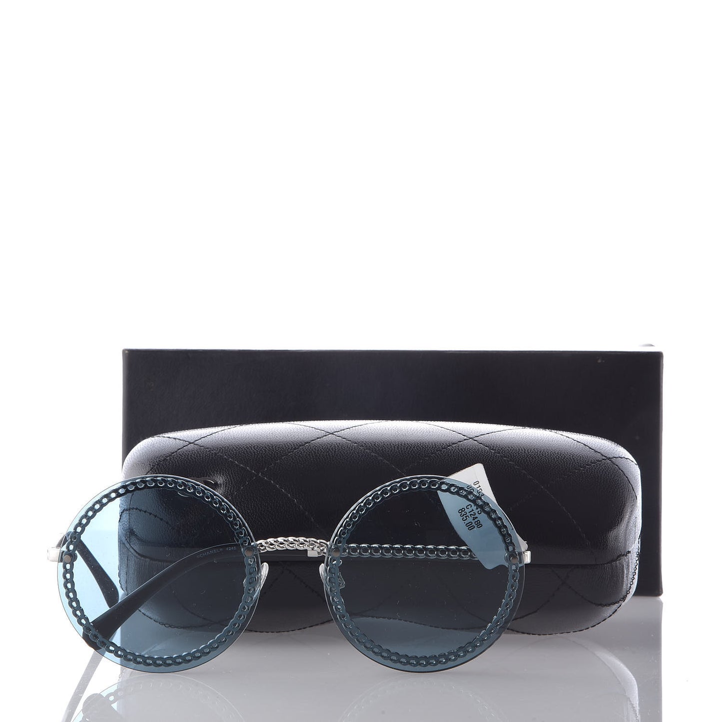 Round Removable Triple Hanging Chain Sunglasses 4245 Blue Silver