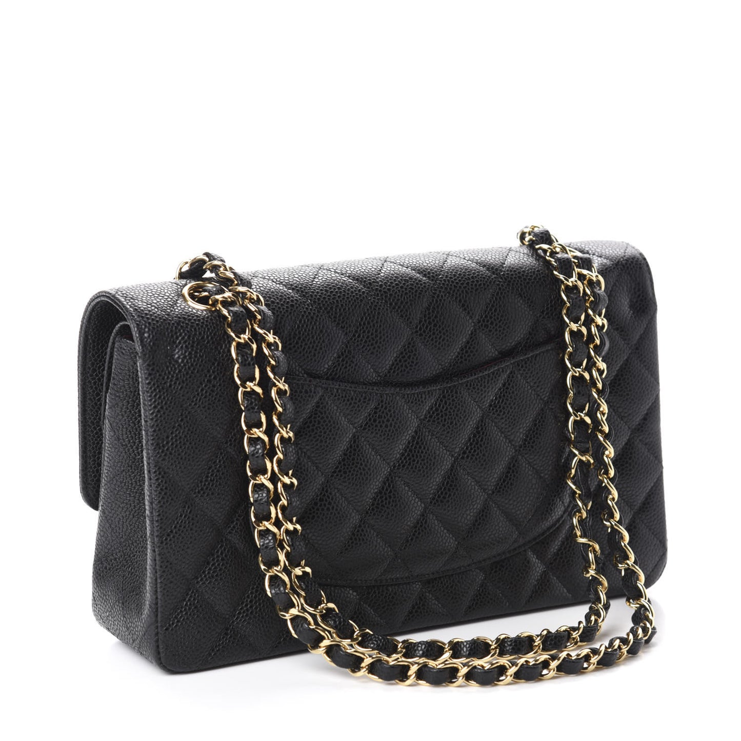 Caviar Quilted Medium Double Flap Black