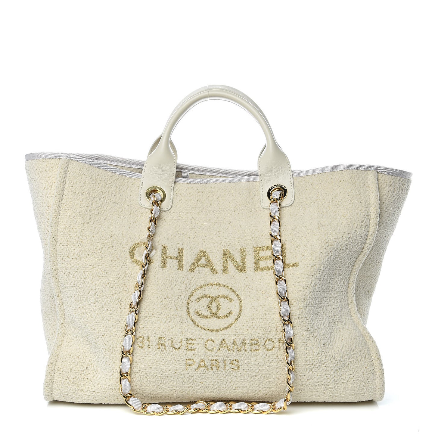 Lurex Boucle Large Deauville Tote White