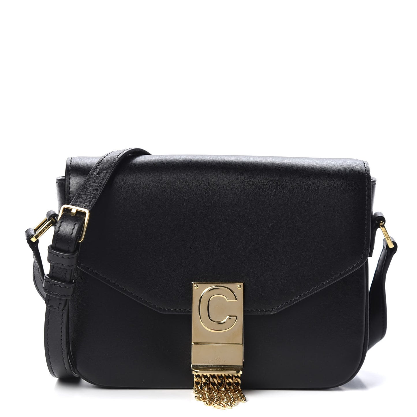Shiny Calfskin Small Pampille C Bag Black