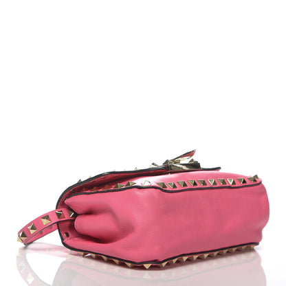 Valentino Garavani Vitello Mini Rockstud Flap Saddle Crossbody Bag Fuxia Fluo 4 of 9