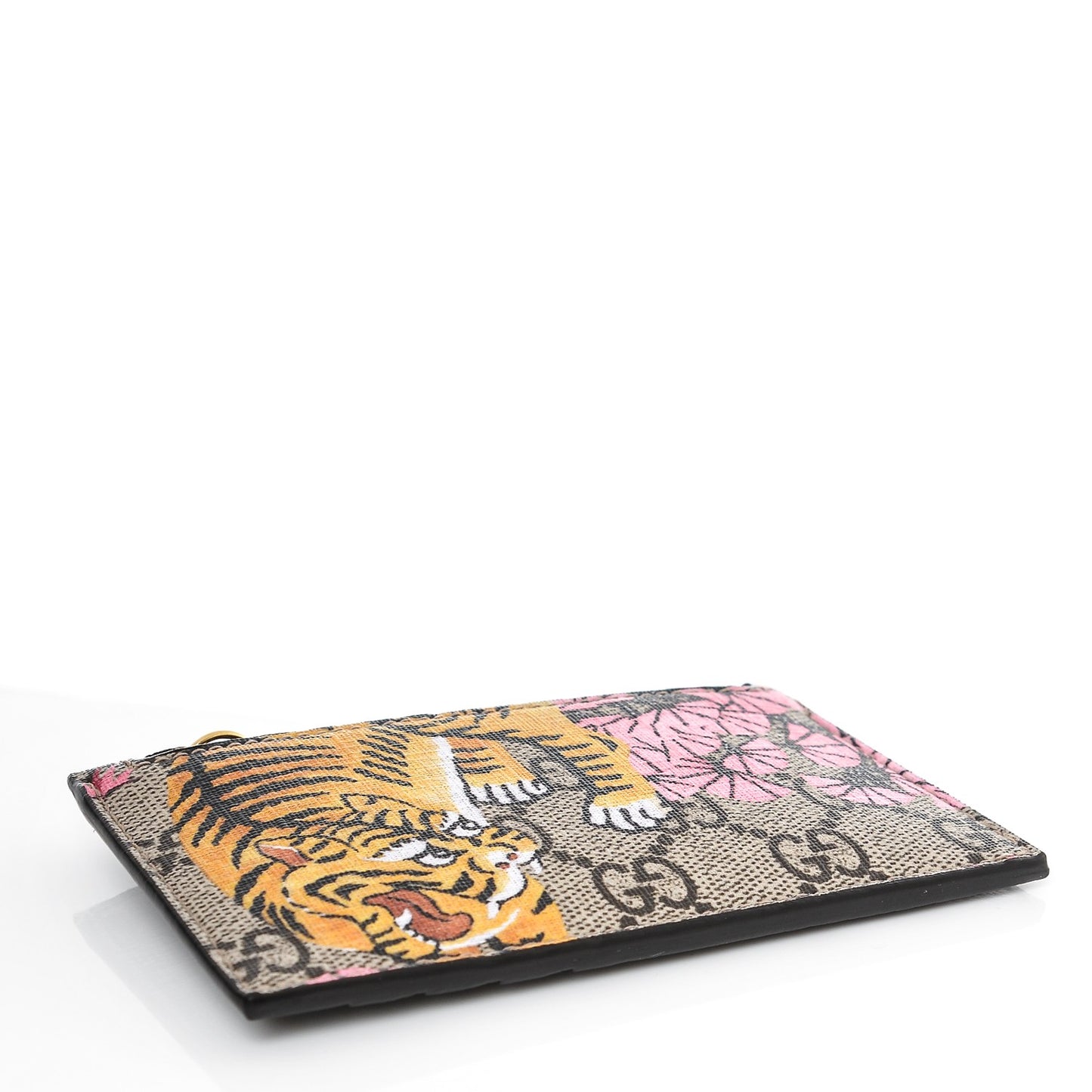 GG Supreme Monogram Bengal Coin Case Card Holder Beige Crop Pink New Acero