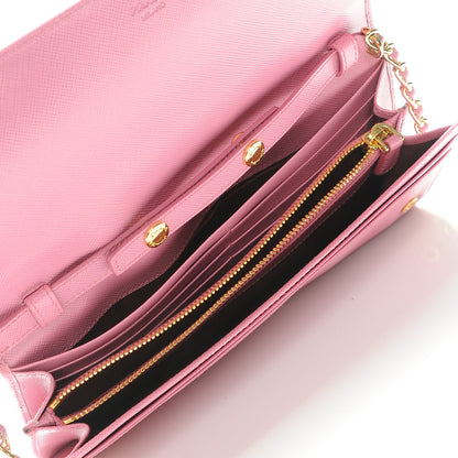 Prada Saffiano Metal Oro Chain Wallet Begonia 5 of 9