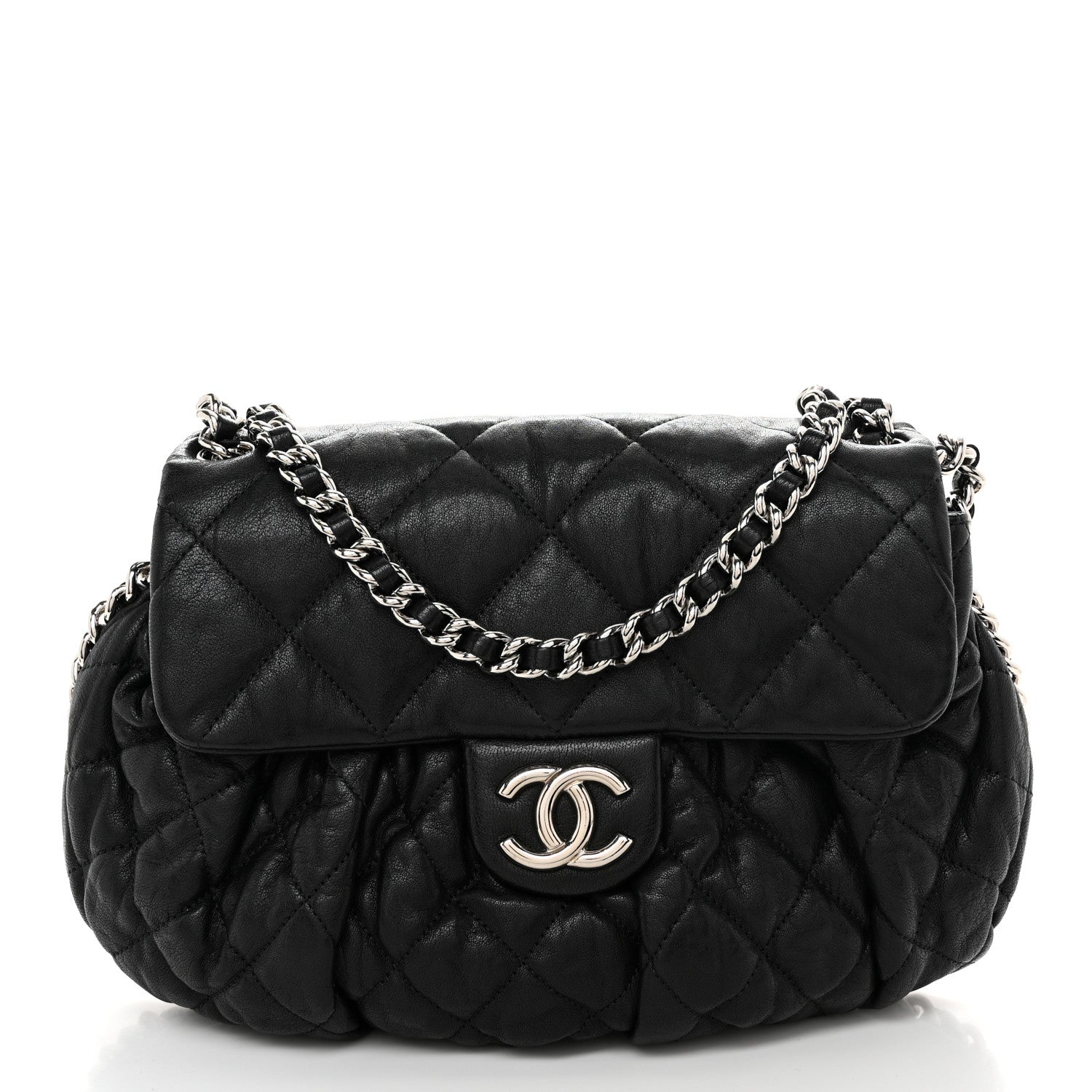 Chanel Washed Lambskin Quilted Medium Chain Around Flap Black 1 of 11