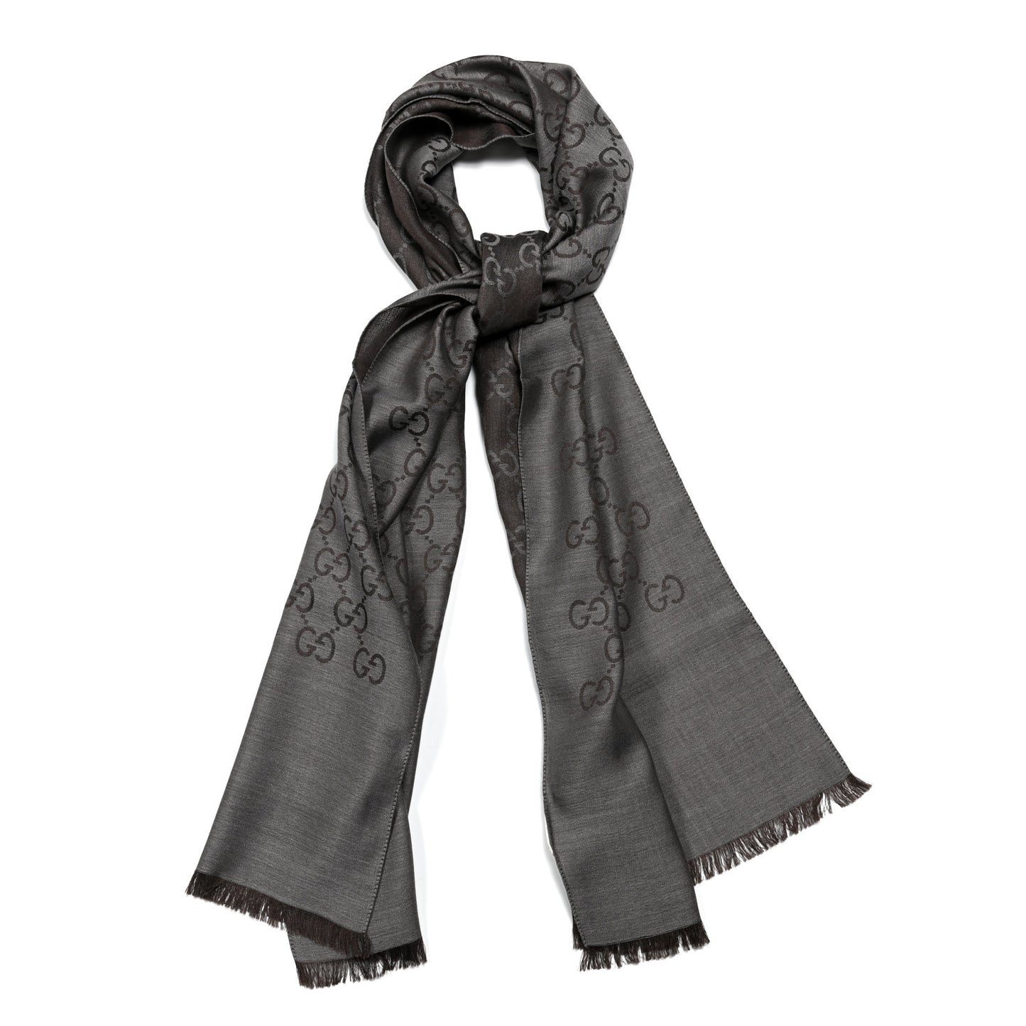 Wool Silk GG Monogram GGNat Scarf Anthracite