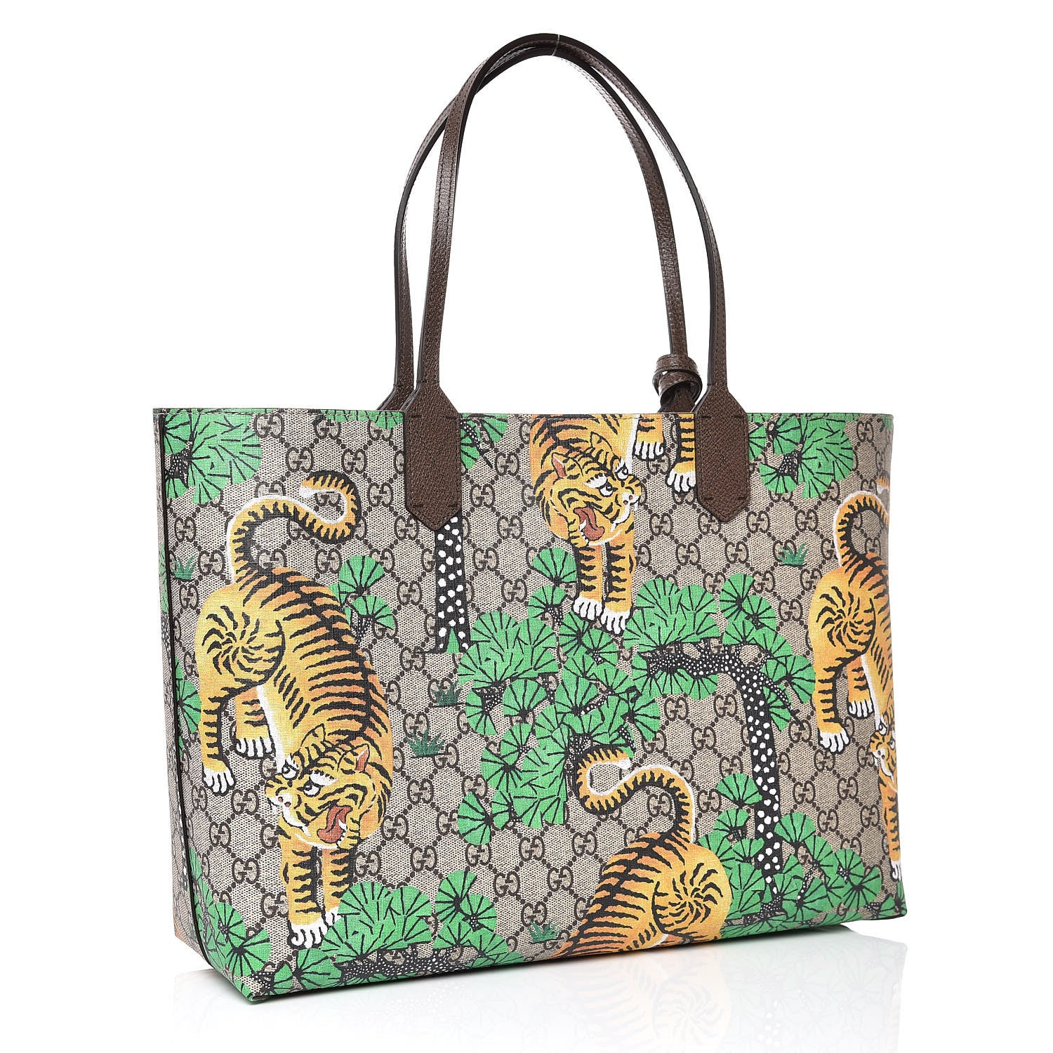 Gucci GG Supreme Monogram Bengal Medium Shopping Tote Beige Yard 3 of 7