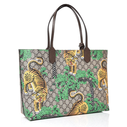 Gucci GG Supreme Monogram Bengal Medium Shopping Tote Beige Yard 3 of 7