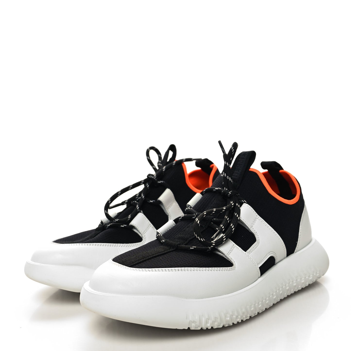 Technical Canvas Calfskin Womens Duel Sneakers 38 White Black